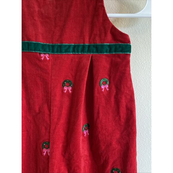 Hartstrings Red Velvet Holiday Christmas Embroidered Wreath Bow 24M Toddler Baby - Picture 2 of 7